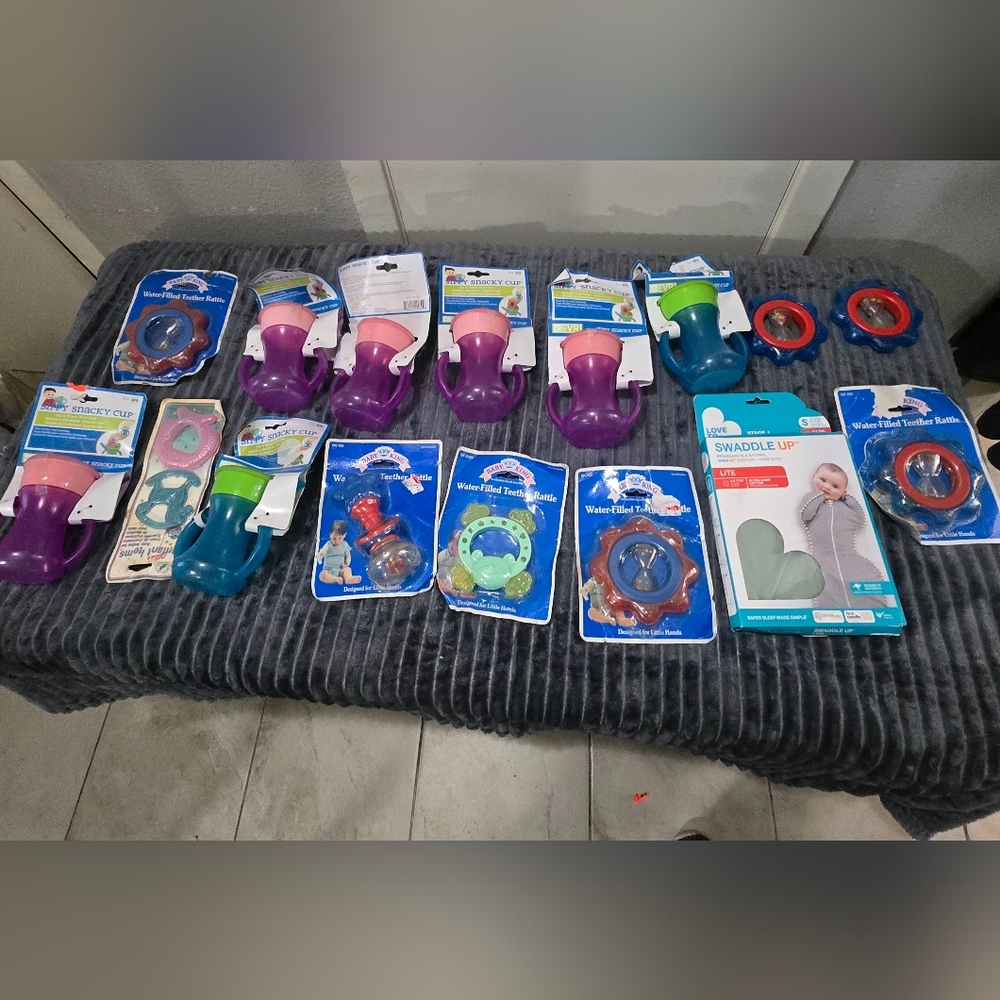 Assorted Baby Teething Toys and Accessories All Shown Included Bundle